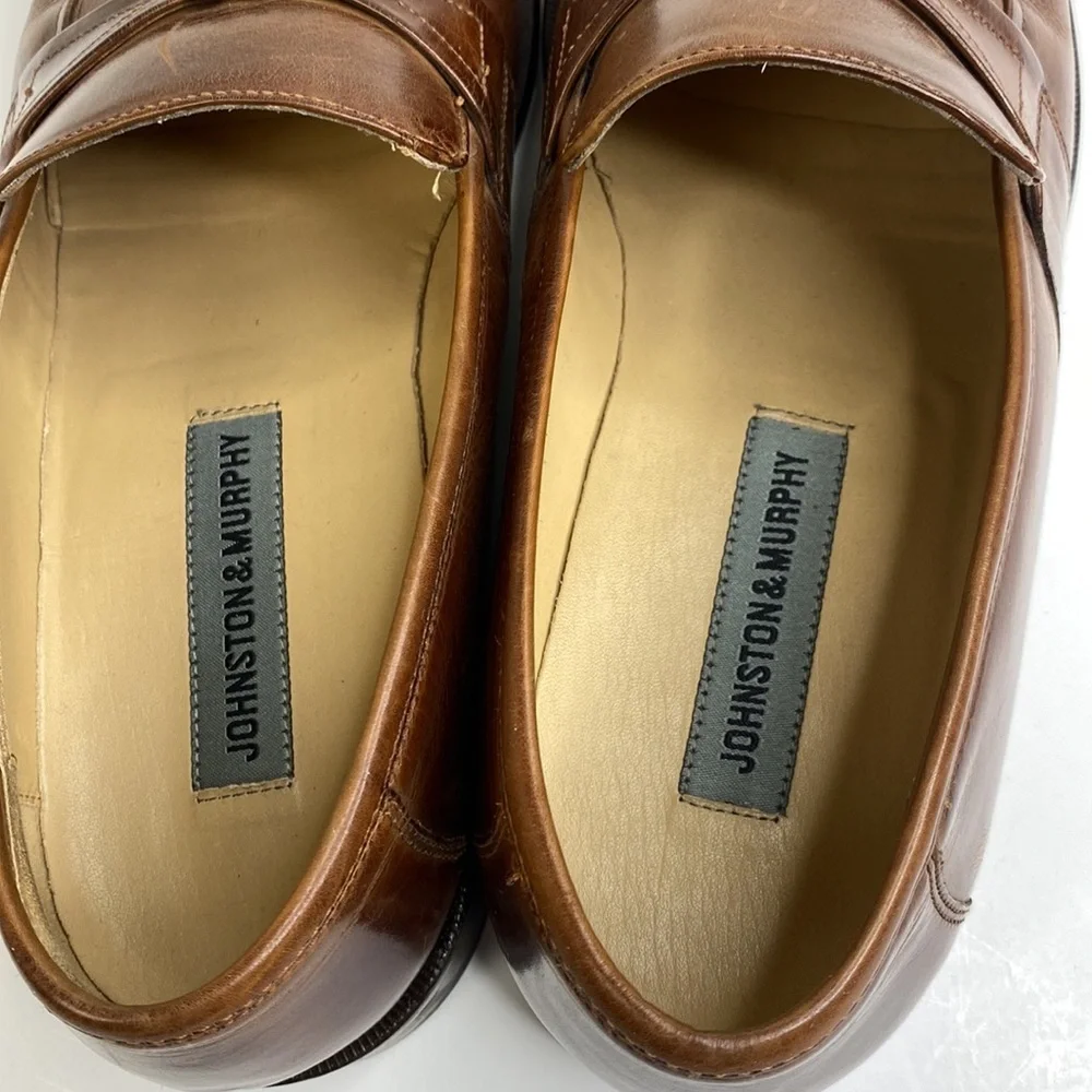 Johnston & Murphy Mens Leather Tassel Loafers Classic Brown Size 9